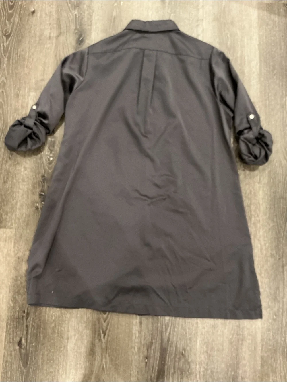 Lauren Ralph Lauren Gray Long Sleeve Shirt Dress, satin button up, medium